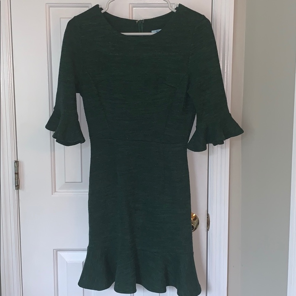 Green dress with ruffle hem